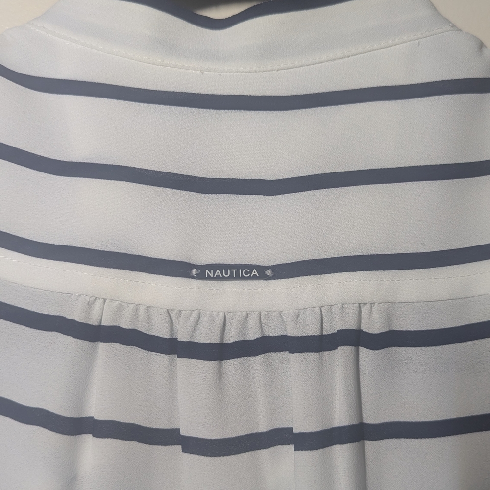 Nautica Black and White Striped Blouse - Picture 5 of 6